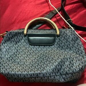 Michael Kors Navy and Gold Satchel